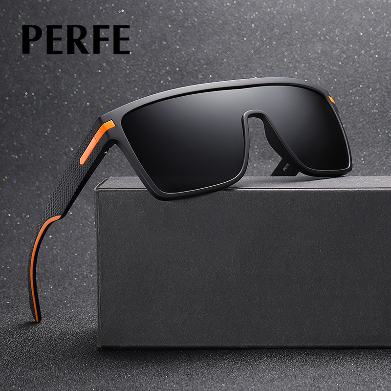 P0110 Cross-border Personalized Siamese Large Frame Sunglasses Men's Trendy Driving Polarized Sunglasses Factory Spot