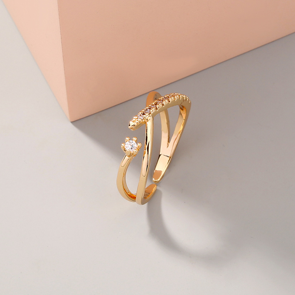 wholesale jewelry cross zircon opening copper ring Nihaojewelry