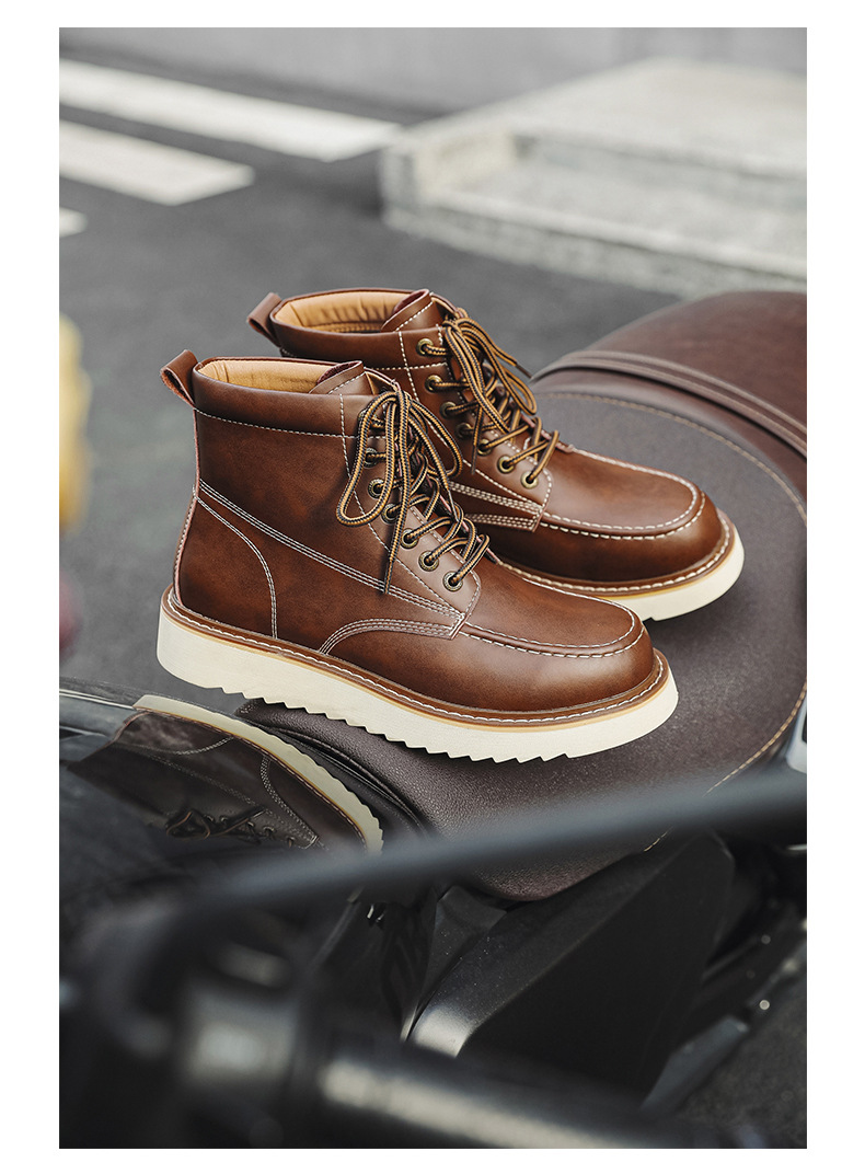 Herren Martin Boots Mit Dicker Sohle Für Outdoor Und Arbeit_voghion.com