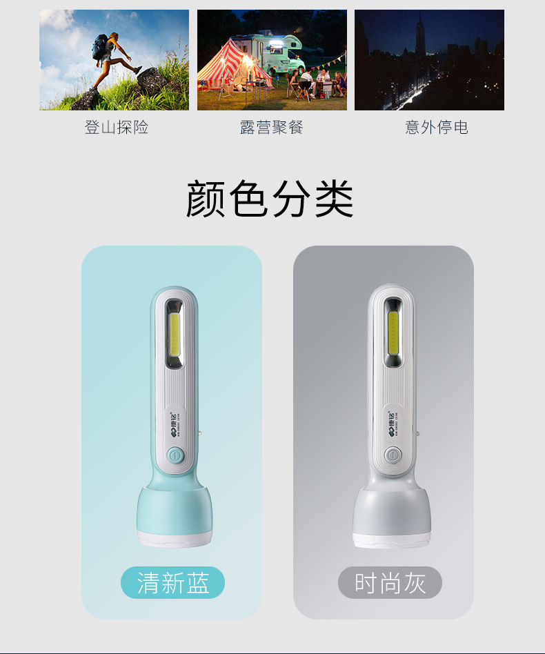 Kang Ming multifunctional LED flashlight super bright lighting lithium battery charging USB cross-border foreign trade gifts strong light KM-D8002