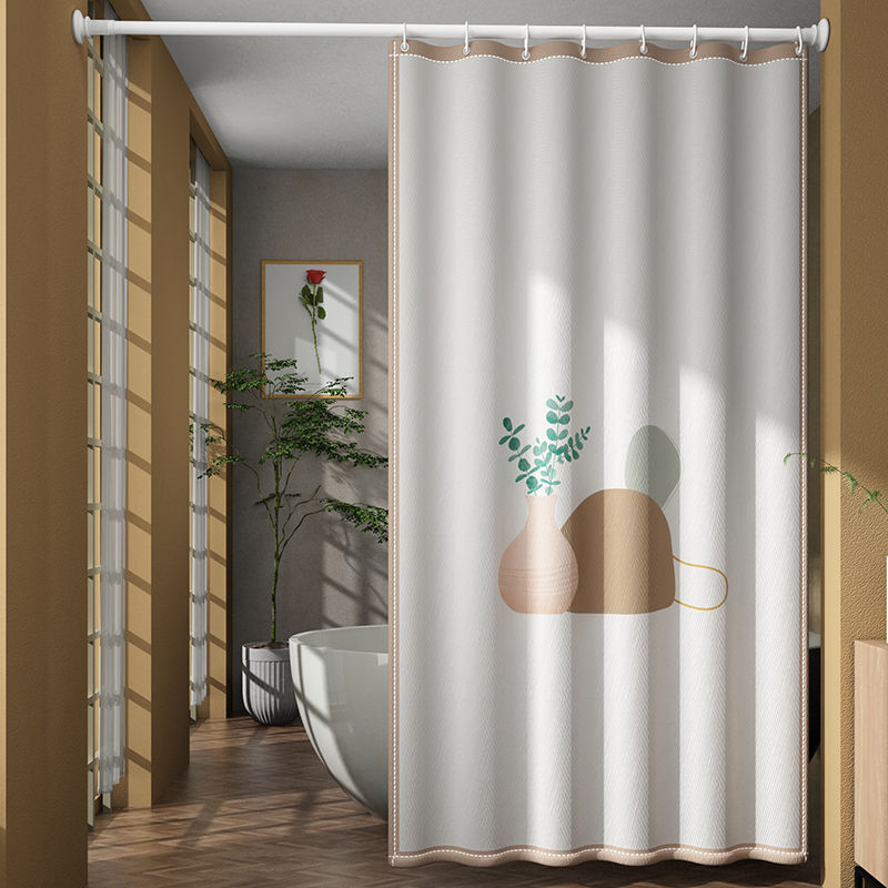 Cortina de ducha poliéster Amazon popular Impresión digital baño húmedo y seco partición impermeable