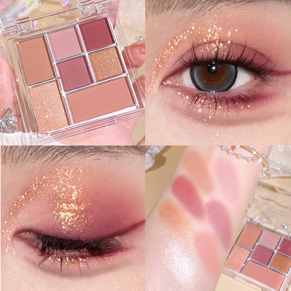 HISY Fluorescencia de siete colores de maquillaje de sombra de ojos de color de tierra para mejorar la apariencia y mejorar el maquillaje no es fácil volar polvo de sombra de ojos de disco