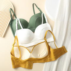 Factory direct selling pure cotton underwear for women without steel rims, beautiful back, small breasts, gathered, integrated fixed cup bottoming, inner wear to wrap breasts