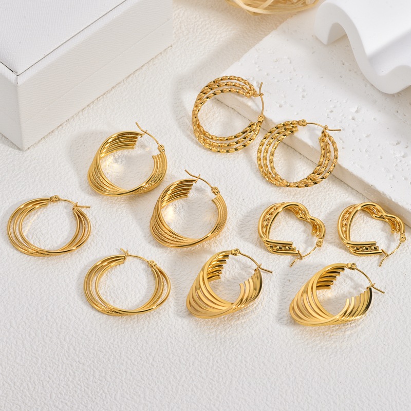 Gold Stainless Steel Statement Drop Earrings For Women Elegant_voghion.com