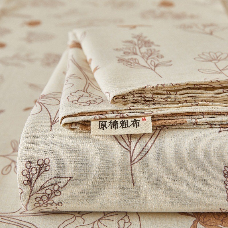 Maternal and Infant Grade Thickened Old Coarse Cloth Bed Sheet Kit Pure Cotton Pillowcase Bed Sheet Dormitory Home Single Student Three-piece Set Batch