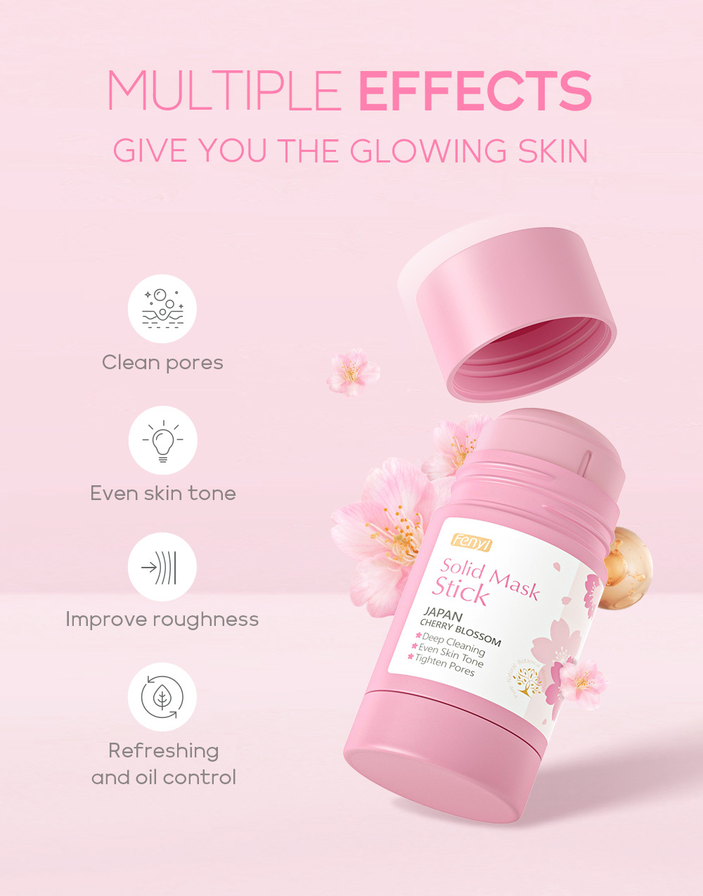 fenyi Cherry Blossom Solid Mask Stick 40g Application mud Mask cleanses pores, hydrates, moisturizes and beautifies the skin cross-border undefined