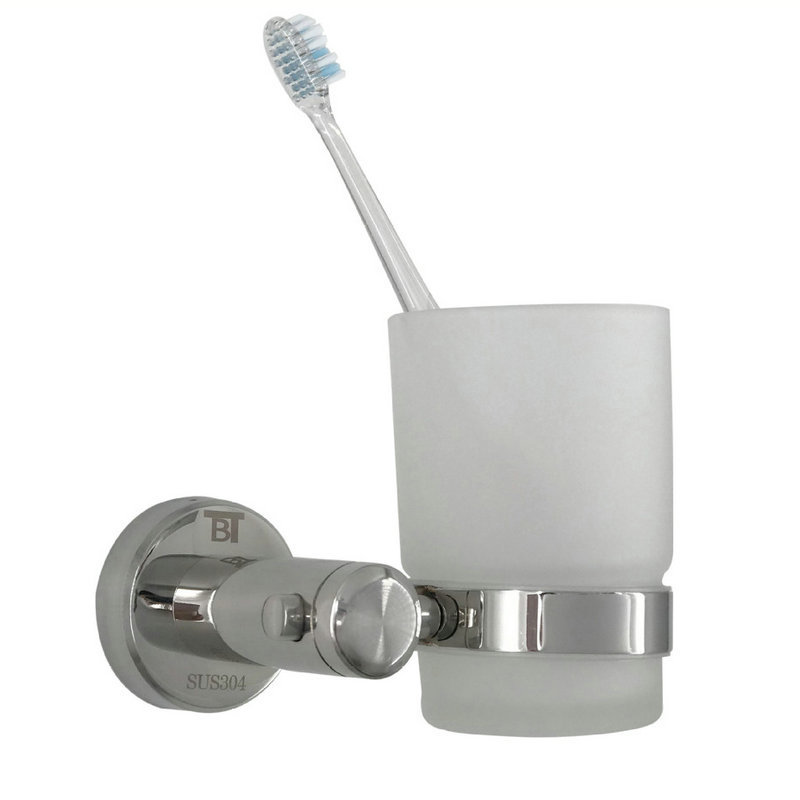 Qiao Sheng baños 304 acero inoxidable enjuague de baño taza de cepillo de dientes de vidrio de baño taza de cepillo de dientes colgante de pared
