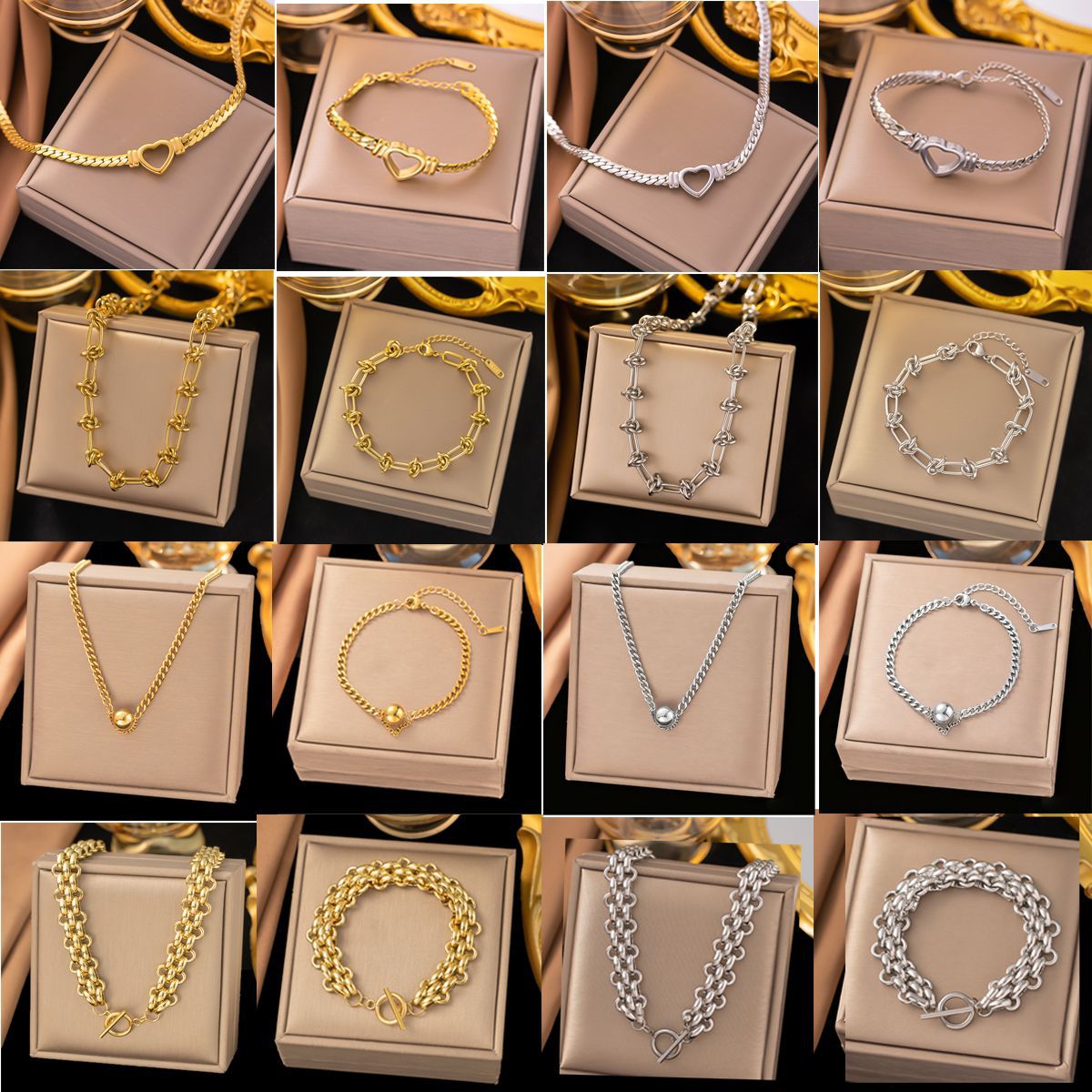 Pulsera de Acero de Titanio de Dongguan, Estilo Europeo y Americano, Diseño de Doble Cadena con Cuchillas, Exagerada, Hip-Hop, para Otoño e Invierno, No se Destiñe, para Mujer