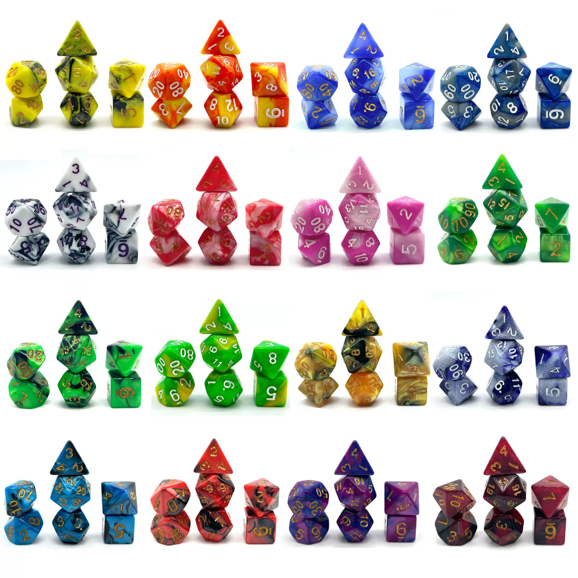 雅致7粒套装骰子龙与地下城DND双色多面骰子跑团骰子桌游套装