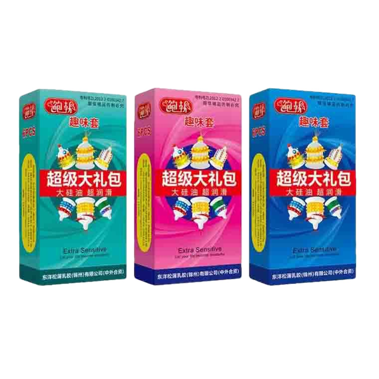 Bob bolsa de regalo condón en forma especial estimulación G-spot diversión 6 condones juguetes sexuales para adultos entrega de una sola pieza