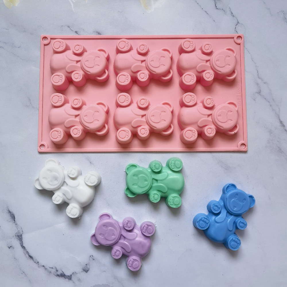 6 Big Bear 141 molde de silicona pastel helado pudín molde de postre jabón utensilios