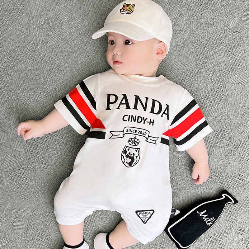 Ropa de verano para niños, ropa fina de manga corta, lindo mono de bebé de estilo occidental, mampara para niños recién nacidos, mampara de celebridades de Internet