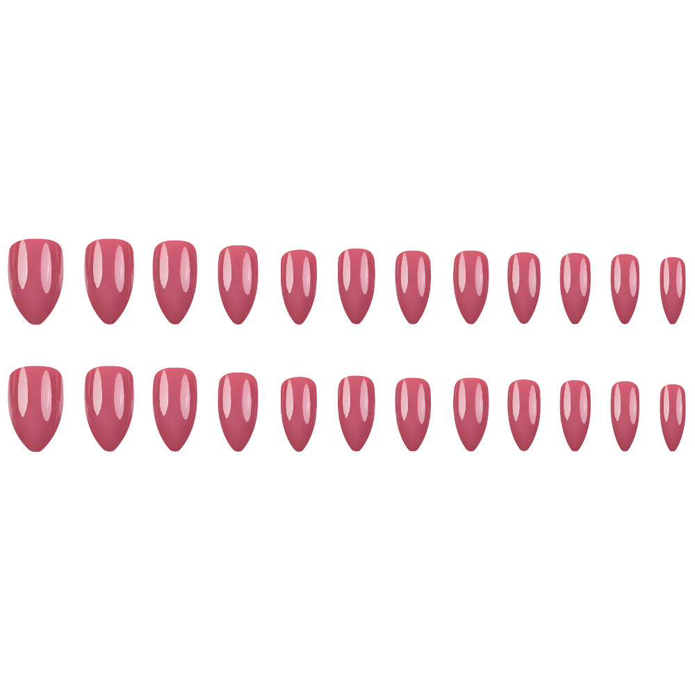 Comercio exterior polvo rosa brillante almendras de vestir uñas europeas y estadounidenses blanqueamiento de uñas 24 piezas de uñas falsas al por mayor