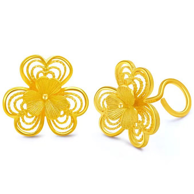 Orecchini a lobo quadrifoglio placcati oro gioielli donna fiore_voghion.com