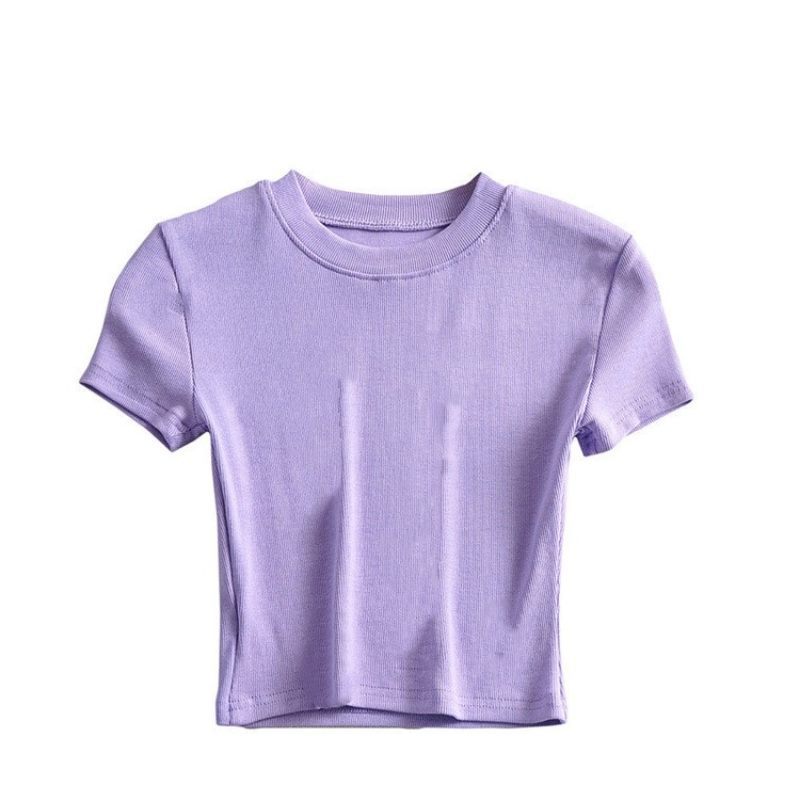 夏の新型欧米の基礎モデルの小さい丸首の短いタイプの臍のtシャツの弾力性のガードルの半袖は底の上着の女性の潮を打ちます。|undefined