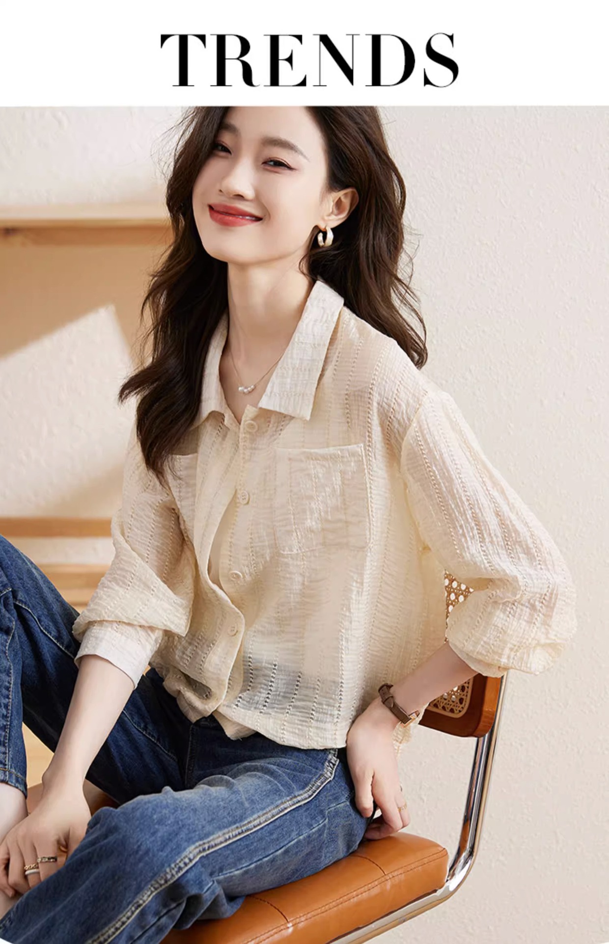 Áo khoác chống nắng nữ dáng dài tay dài xếp ly nhẹ — Màu xanh lá chi tiết 8