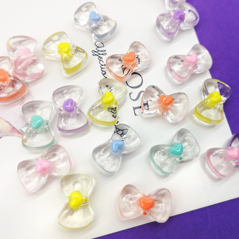 Acrylic transparent butterfly knot beads, heart beads in beads DIY beading materials for clothing, bags and accessories, wholesale
