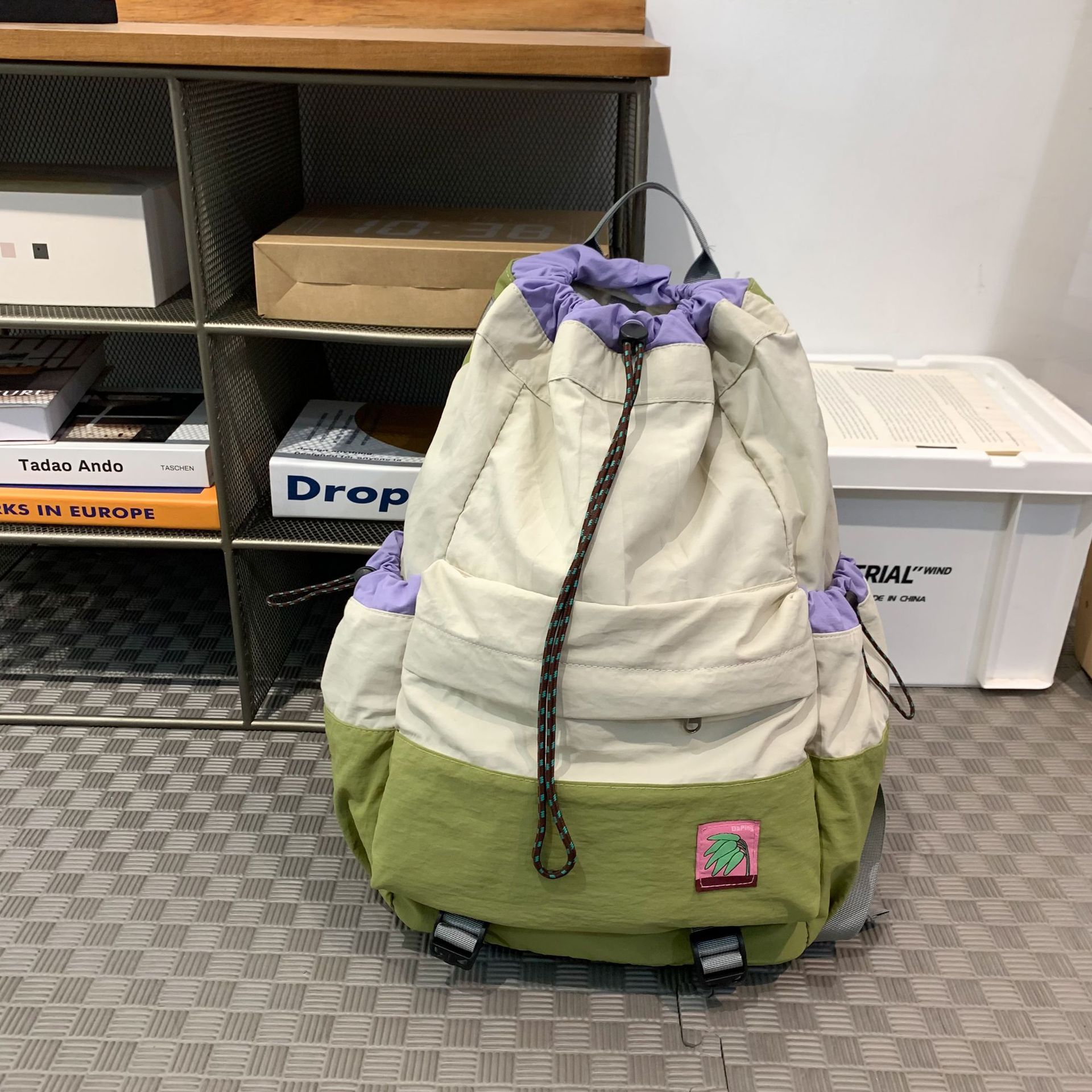 Lightweight casual travel backpack with drawstring closure, outdoor sports hiking bag, school student backpack