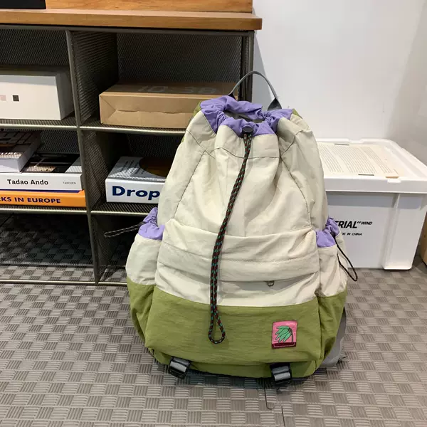 Lightweight casual travel backpack with drawstring closure, outdoor sports hiking bag, school student backpack