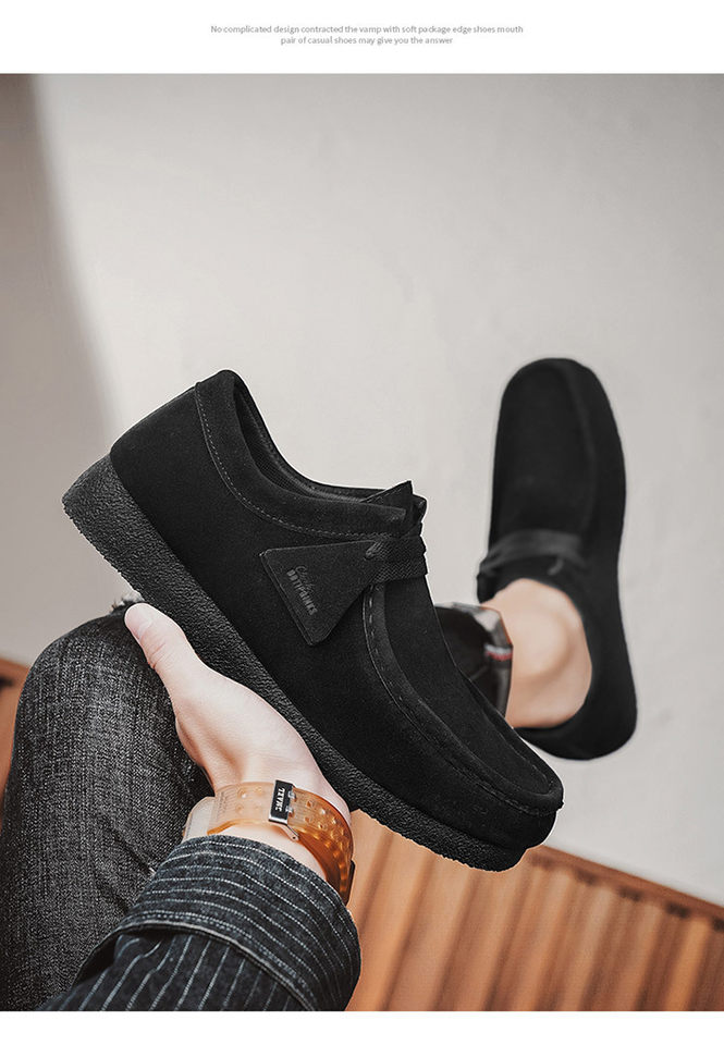 Giày lười nam da lộn mềm đế bệt kiểu mới, giày slip-on mũi tròn thoáng khí — Kaki, màu xám, màu đen chi tiết 13