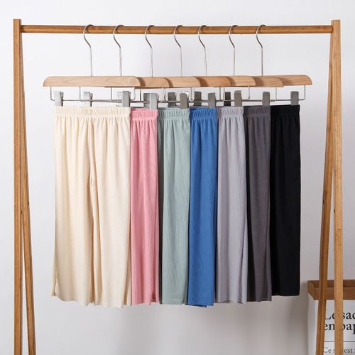 Children's Korean style shake pants children's home pants ice silk candy color thin loose stretch women's straight wide leg pants