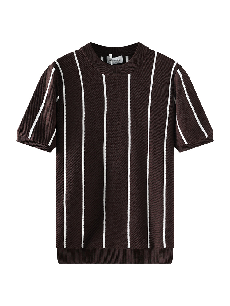 2026 verano hielo transpirable cuello redondo ligero de negocios casual alta sensación camiseta de punto para hombres