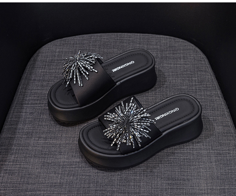 Dép sandal nữ xỏ ngón đế bệt đính khóa kim cương phong cách Hàn Quốc — 5077 vàng, 5077 đen chi tiết 15