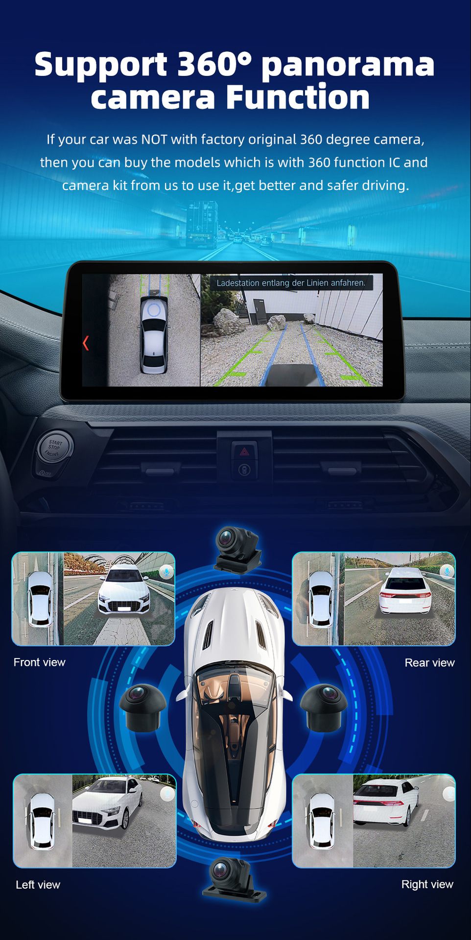 12.3inch Large-Screen Android Smart All-In-One Navigation Unit T133/8581/7862 with Optional 360 Panoramic View, C