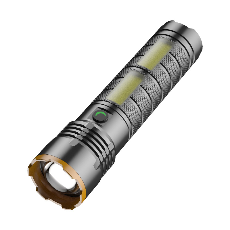 Linterna de luz fuerte, láser blanco, batería larga, linterna de largo alcance, pantalla eléctrica digital, luz lateral COB, cañón láser de alta potencia