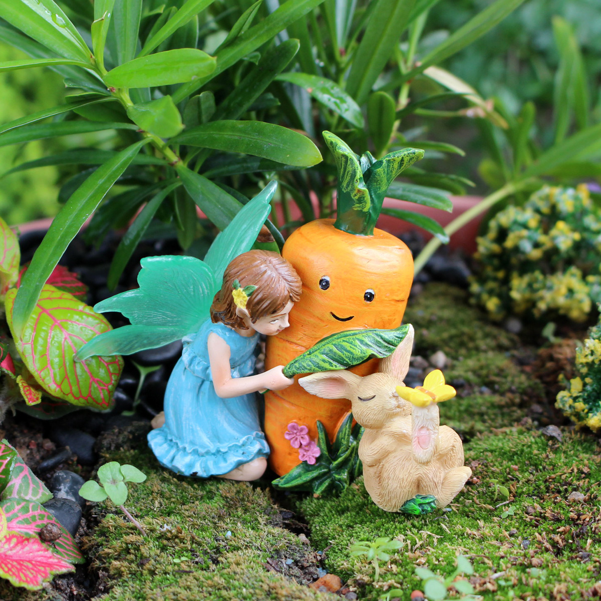  New Radish Flower Fairy Luminous Effect Bonsai Ornaments Animal Garden Lawn Decoration Resin Crafts