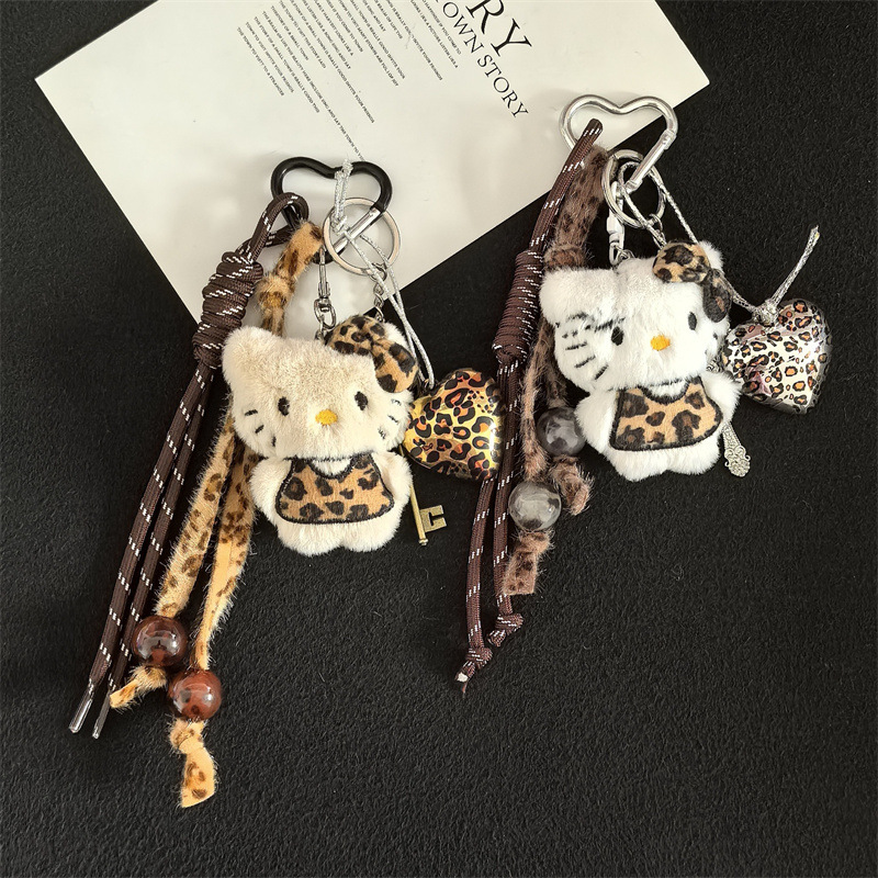 ヒョウ柄 KT 猫車のキーホルダーペンダント綿人形漫画シリーズバッグペンダント|undefined