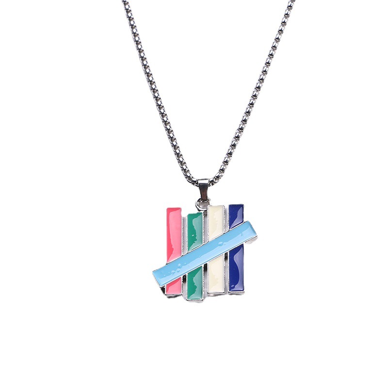 Collana Undefeated da uomo alla moda, cinque barre, ciondolo arcobaleno classico, gioielli hip hop da strada_voghion.com