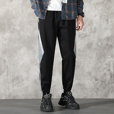 运动裤男士春秋季2021新款潮牌帅气百搭束脚休闲裤宽松男装长裤子|ms