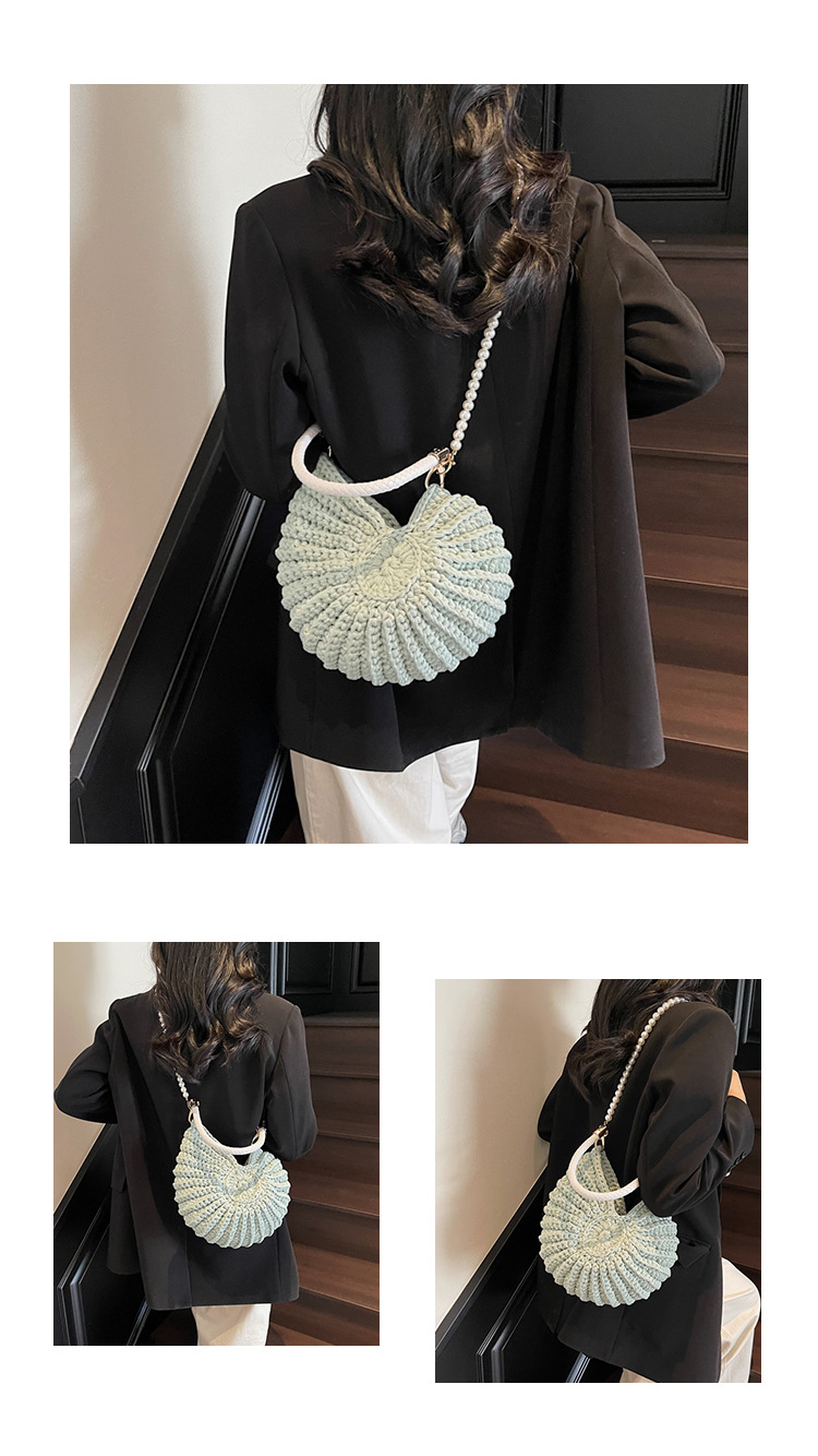 300g Weight Polyacrylonitrile Fiber Lining Material Weave Fashion Element Open Closure Type Single Shoulder Strap Strap Type Crossbody Bag Bags Type Casual, Holiday Occasion Cloth Material Solid Color Pattern All Seasons Season Women's Gender Vacation Style Shell Shape Medium Size Women's Medium Cloth Solid Color Vacation Weave Shell Open Crossbody Bag 31