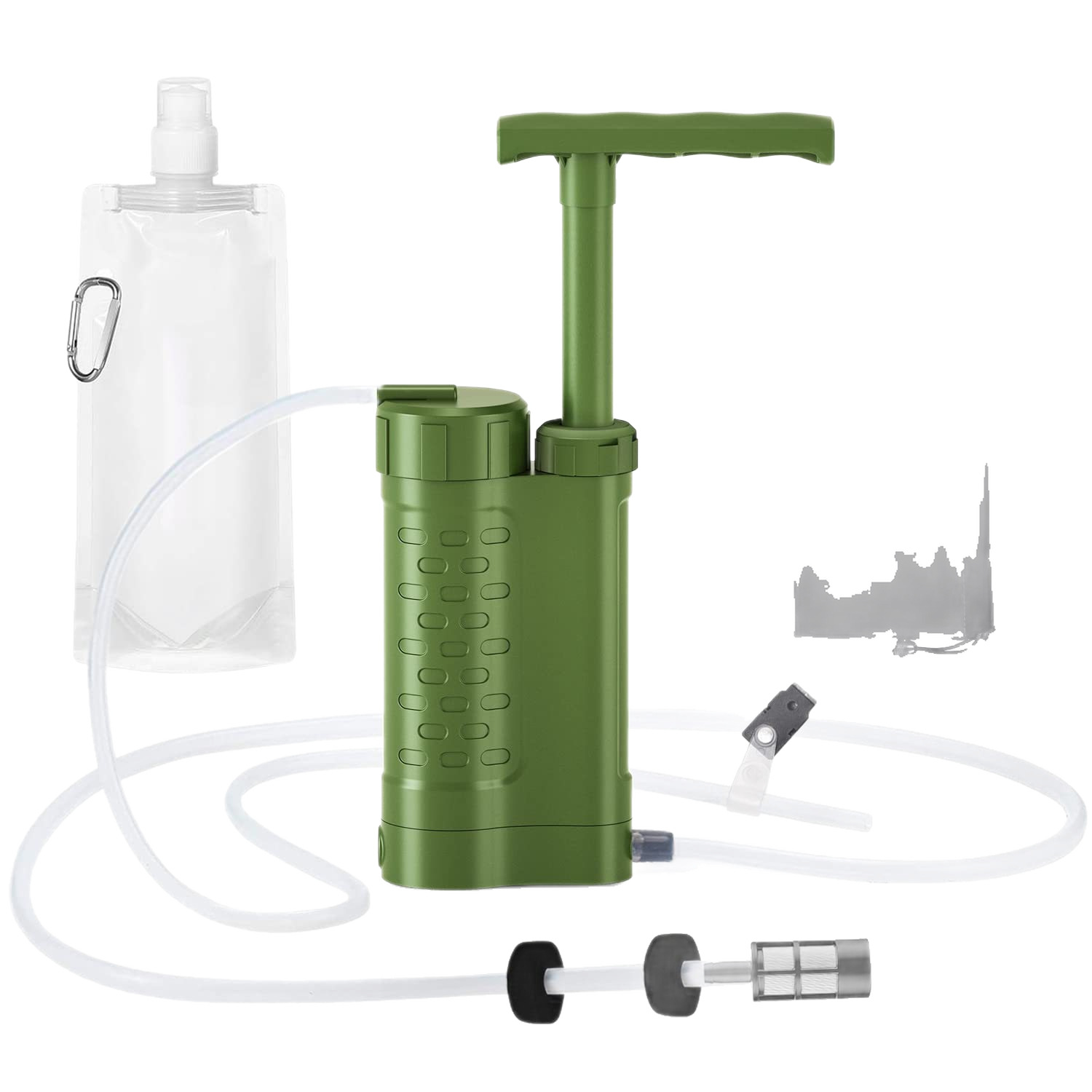 Agente de Yige, un purificador de agua al aire libre de un solo soldado, filtro portátil de purificación de agua, vida salvaje, tipo de presión de supervivencia