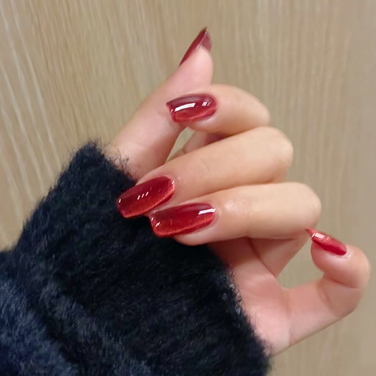 Use manicura-Parche de manicura de desgaste de ojo de gato de belleza de coche hecho a mano de longitud media