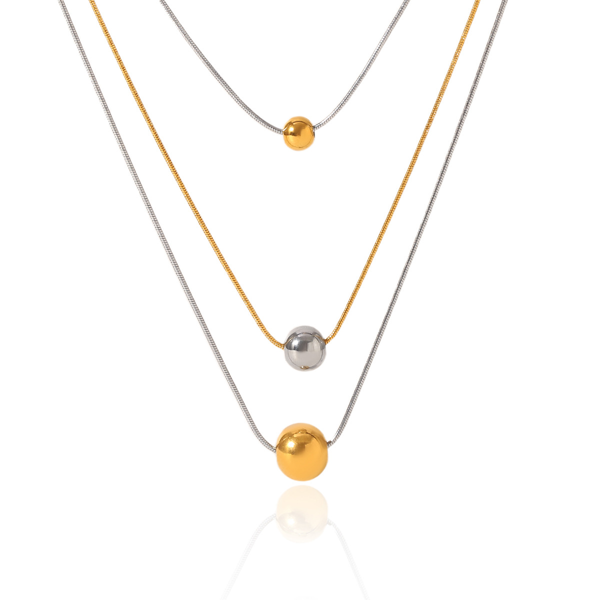 snake chain Chain Type PVD Coated Real Gold Plated Round 304 Stainless Steel Vintage Style Waterproof Non Tarnish 304 Stainless Steel Lobster Trigger Clasp Closure Double Layer Necklaces Pendant Necklace Necklace