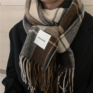 Scarf men's winter Korean-style all-match warm long boys gift fashion young people all-match woven ins