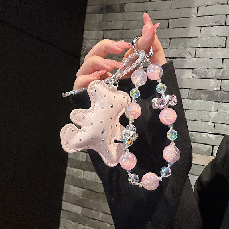 Cadena de teléfono móvil de alta gama hecha a mano de boutique, cadena de diamantes de imitación de oso, cordón de teléfono móvil de moda, colgante de mensajero corto