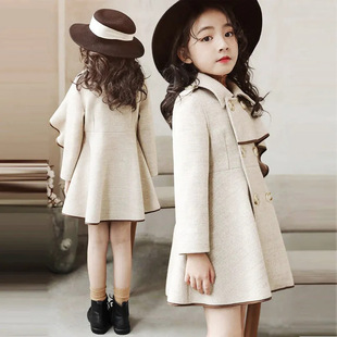 Korean-Style Spring and Autumn Girls' Double-Sided Wool Coat Children's Waist-Cinching Woolen Jacket for Older Children Trendy