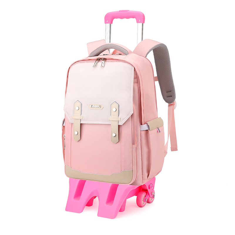 Peces naturales de alto valor de cara tirón mochila de seis ruedas escaleras al por mayor mochila de escolares escolares de secundaria