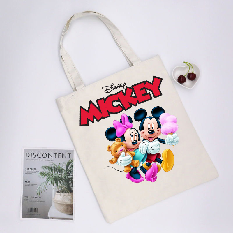 Mickey Minnie Mouse impreso bolsa de lona bolso de hombro bolso plegable bolso de compras