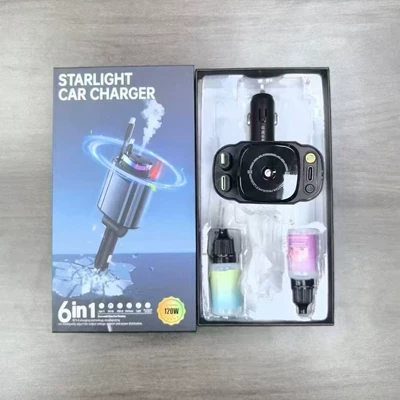 New C4 Retractable Car Mobile Phone Charger 120W Aromatherapy Spray Starry Sky Ceiling Super Fast Charging Pd30 Six-In-One (Mobil şarj cihazları) - c4