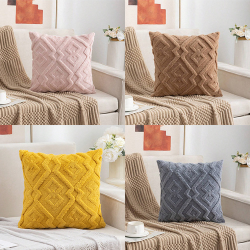 Modern Minimalist Plush Throw Pillow Cover with No Insert, Office Sofa Waist Support Pillow, Bedside Cushion