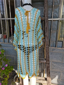 product - wholesale Crochet Knitted Hand Crocheting Beach Cover-up Sexy Hollow Out Cutout Deep V Plunge Plunge Vacation Sun Protection Shirt Beach Cover Up - 6