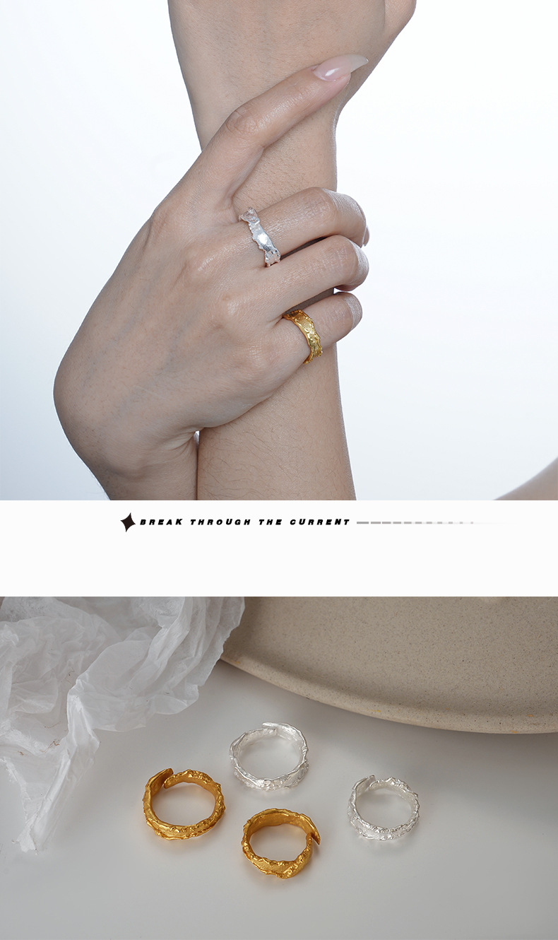 Fashion Solid Color Silver Plating Open Ring 1 Piece