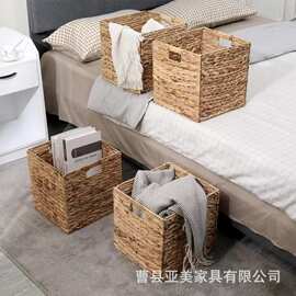 北欧草编收纳篮可折叠脏衣内衣储物筐可手提大容量儿童玩具储物篮