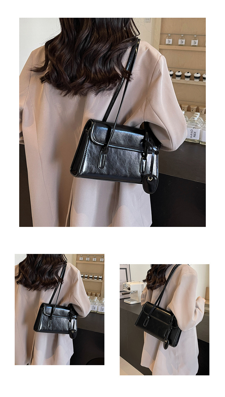 Women's Medium Pu Leather Solid Color Vintage Style Streetwear Zipper Shoulder Bag display picture 4