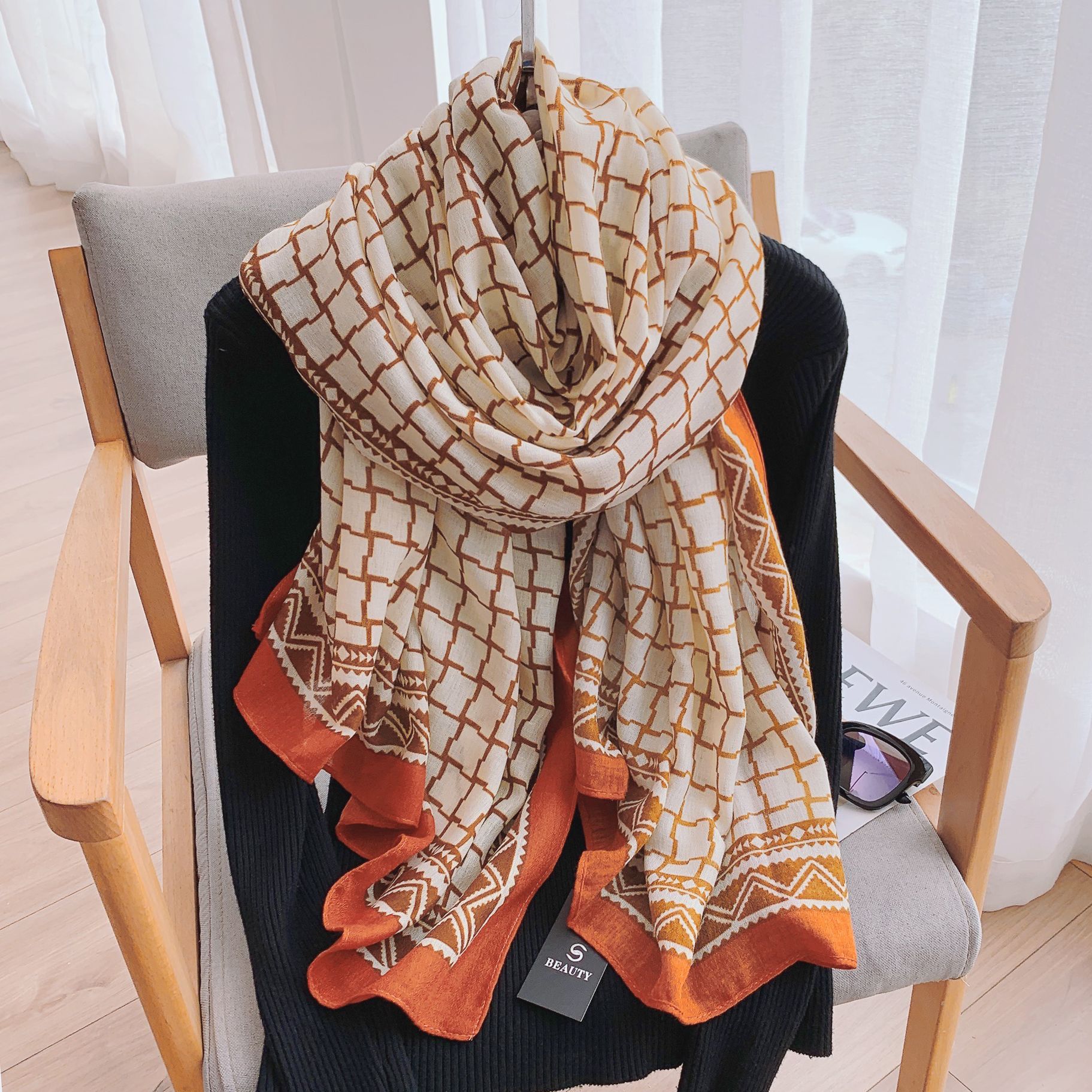 Bufanda de algodón y lino bufanda de protección solar delgada de verano para mujer chal de doble uso desgaste al aire libre primavera y otoño aire acondicionado protección del cuello entrega de una pieza