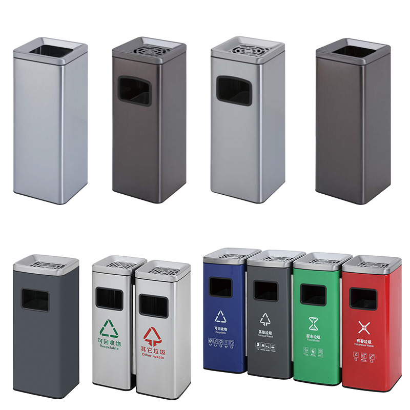 Cubo de ceniza de estilo de Hong Kong caja de fruta cesta de papel higiénico de mano Cubo de basura de acero inoxidable de doble capa retardante de llama